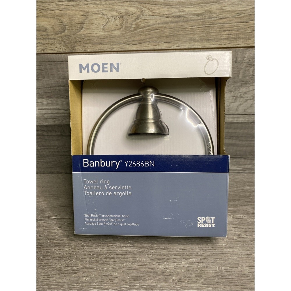 MOEN Banbury 6" Brushed Nickel Towel Ring Bathroom Accessory Y2686BN